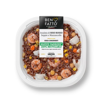 Red rice salad with cuttlefish and shrimps 250 gr