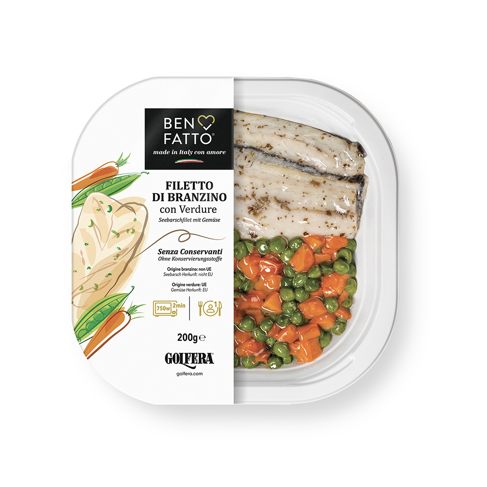 Filetto di branzino con verdure 200g
