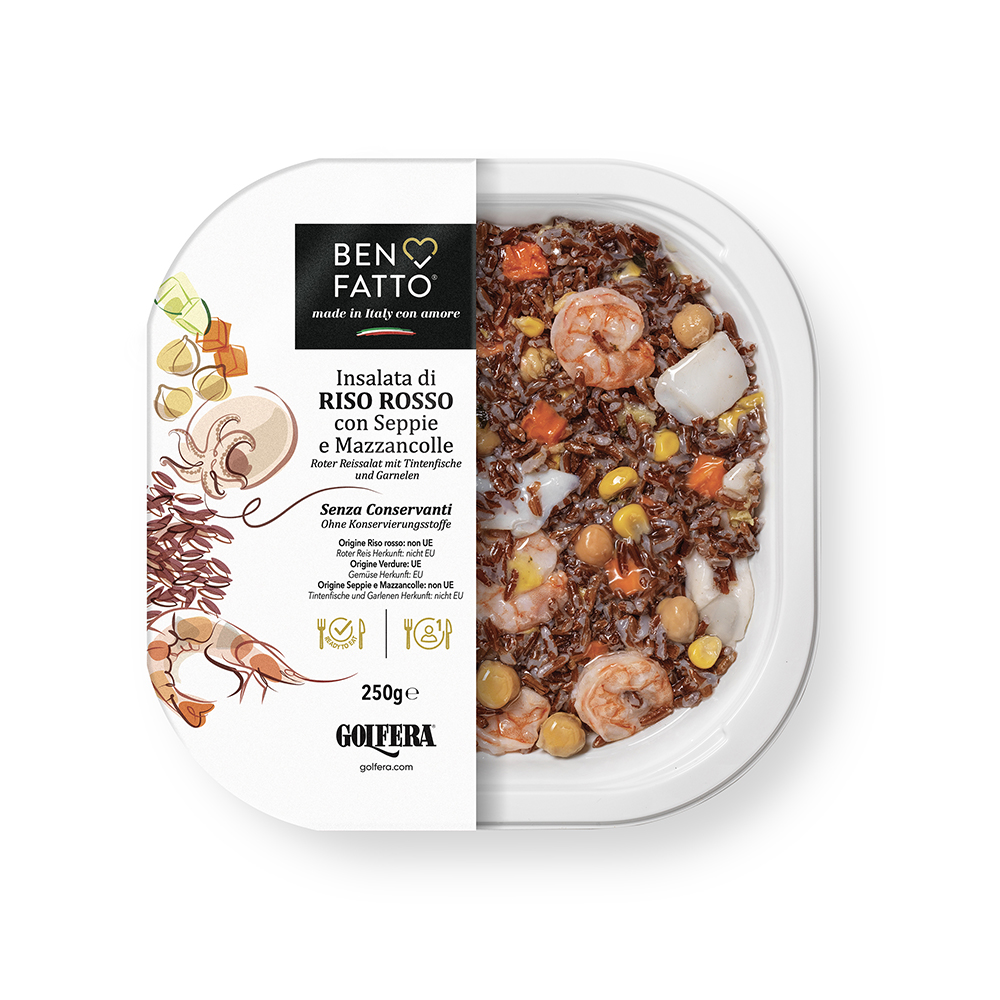 Insalata di riso rosso con seppie e mazzancolle 250g