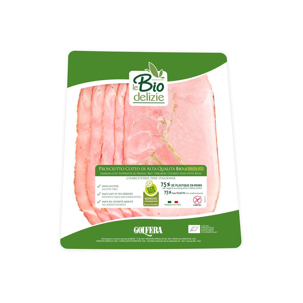 Prosciutto cotto al basilico affettato BIO 100 gr