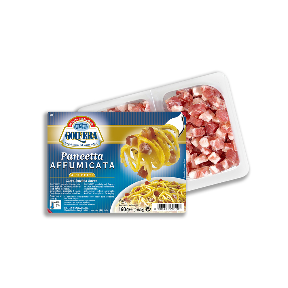 Pancetta affumicata a cubetti 160 gr