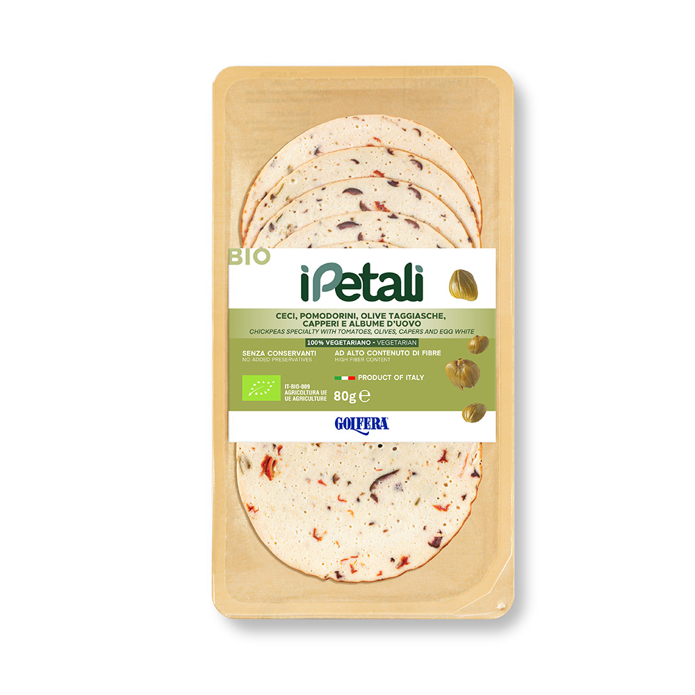 Affettato vegetale con ceci, pomodorini, olive taggiasche e capperi 80 gr