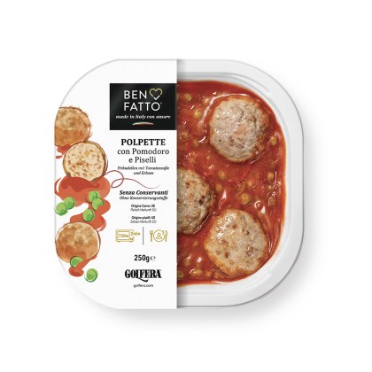 Polpette pomodoro e piselli 250 gr