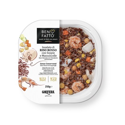 Red rice salad with cuttlefish and shrimps 250 gr