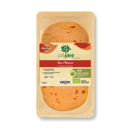 Affettato vegetale con soia e peperoni Così Bio 
80g
